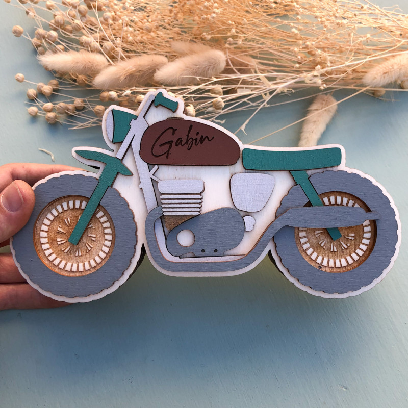 Tirelire Moto (choix couleur et prénom)