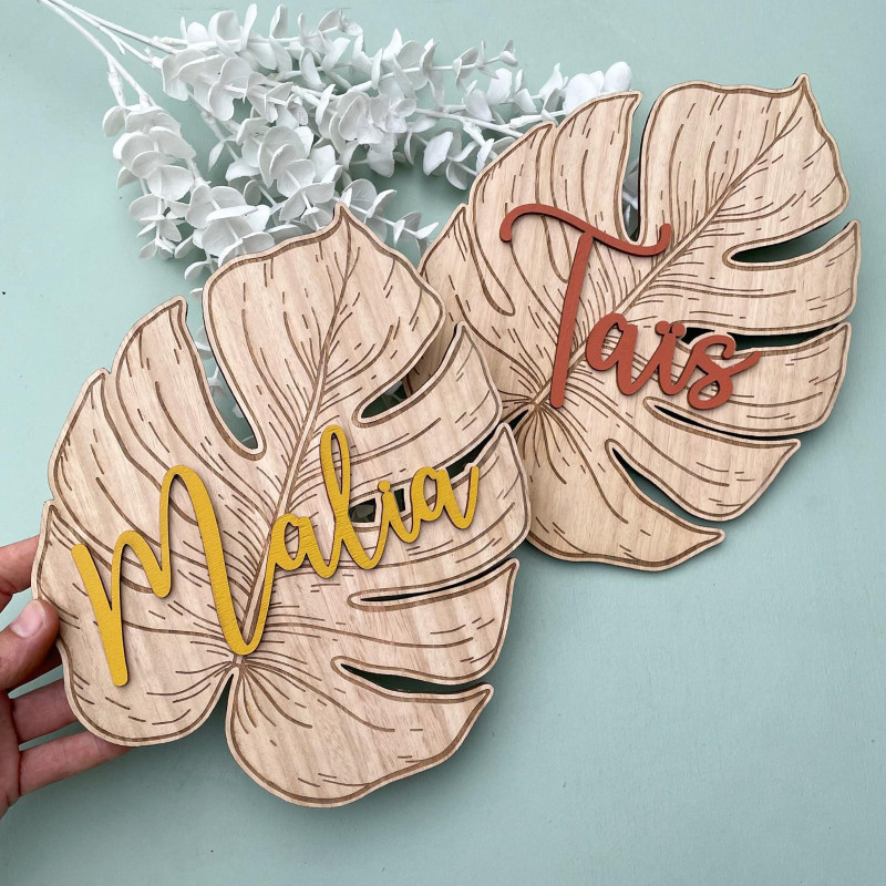 Feuille monstera avec prénom
