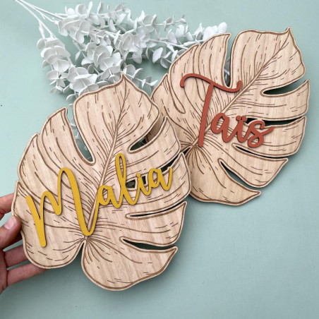 Feuille monstera avec prénom