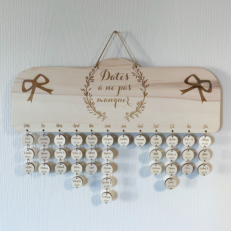 Calendrier anniversaire nœuds